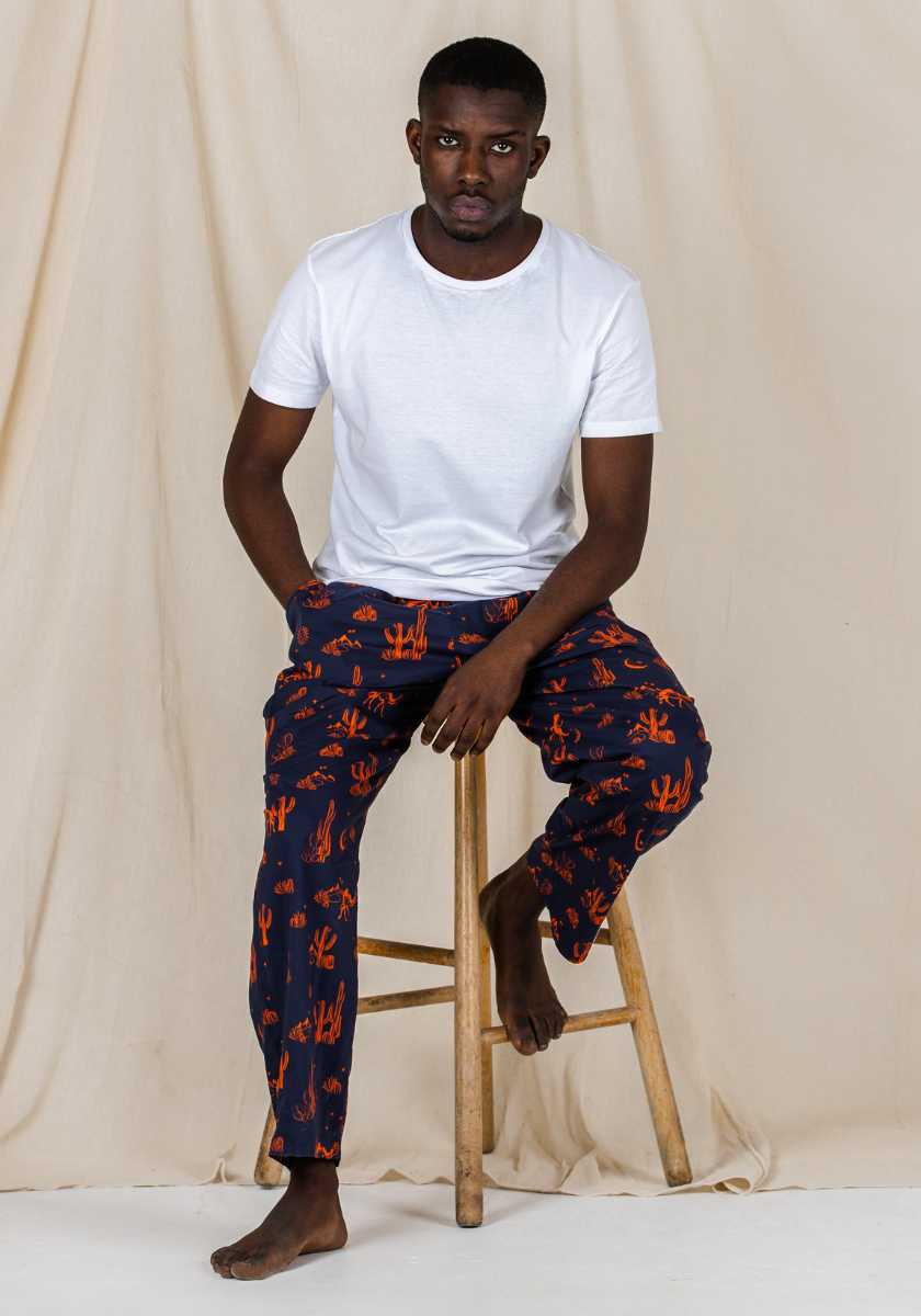 Model wearing organic grey classic sleepwear t-shirt