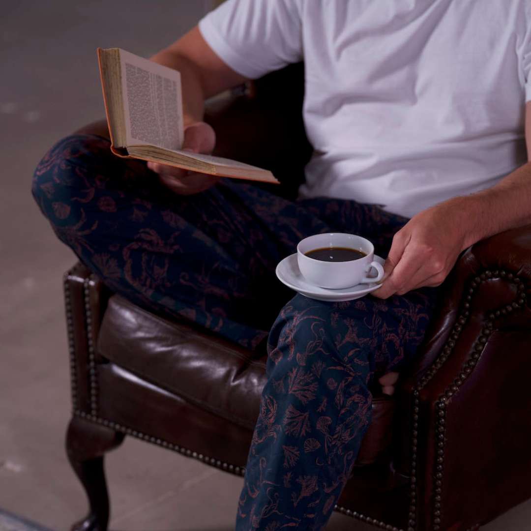 Kāpiti Coast printed mens pyjama bottoms made with organic cotton