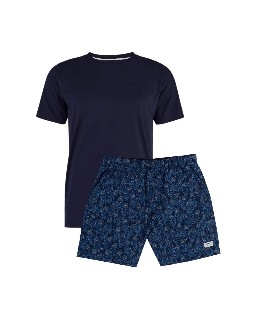 Navy Blue Nature Pyjama Shorts Set