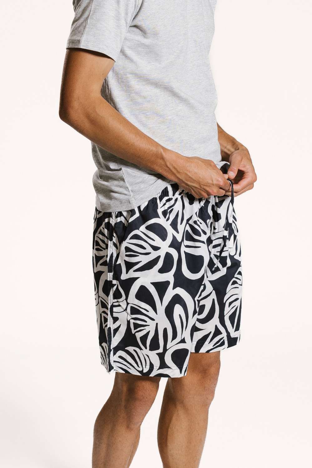 Close up of panama mens printed loungewear shorts