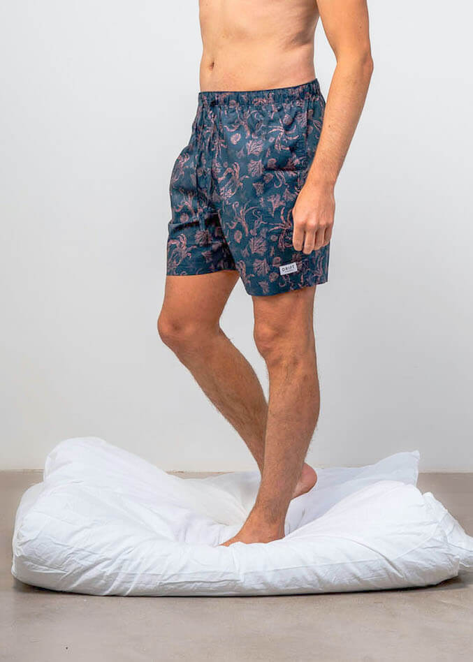 Close up of model wearing loungewear shorts