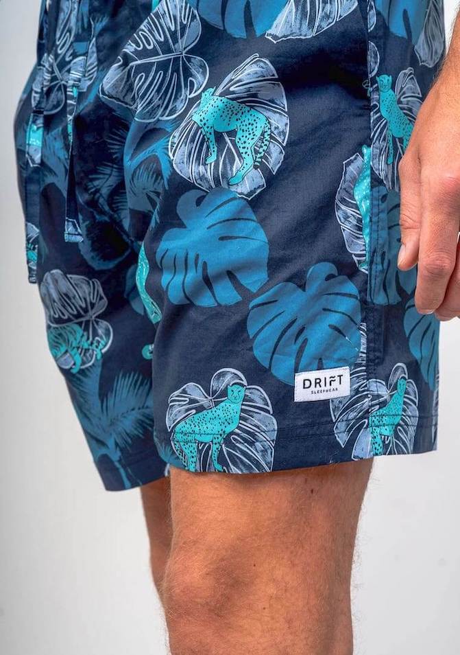 Close up of model wearing sleepwear shorts