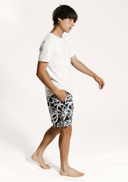 classic organic cotton pyjama t-shirt on model with sleepwear shorts