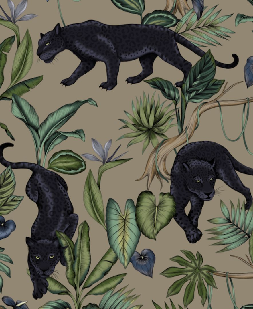 Kabini King black panther jungle printed sleepwear for men print details