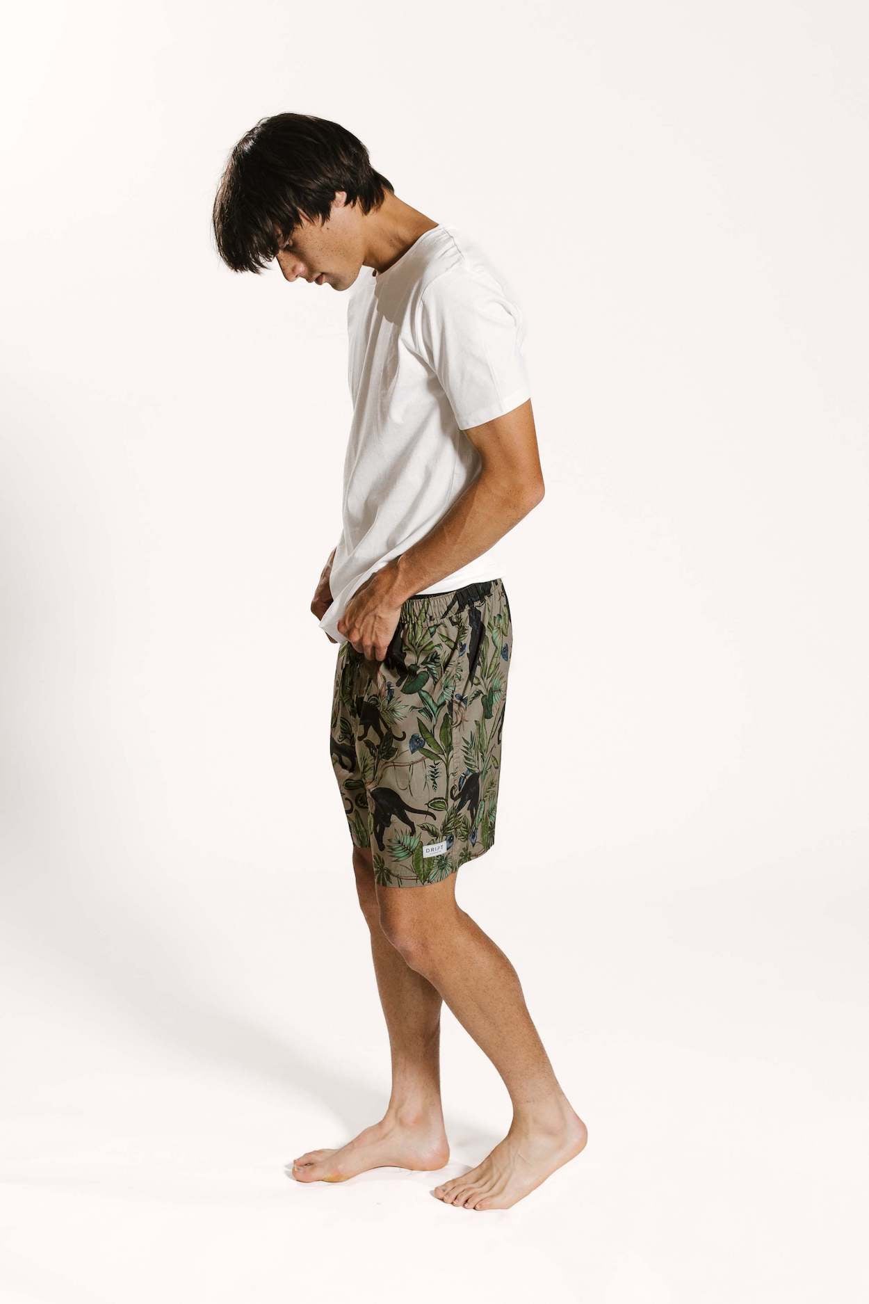 Mens Pyjama Shorts In Panther Jungle Print With Pyjama Top In White