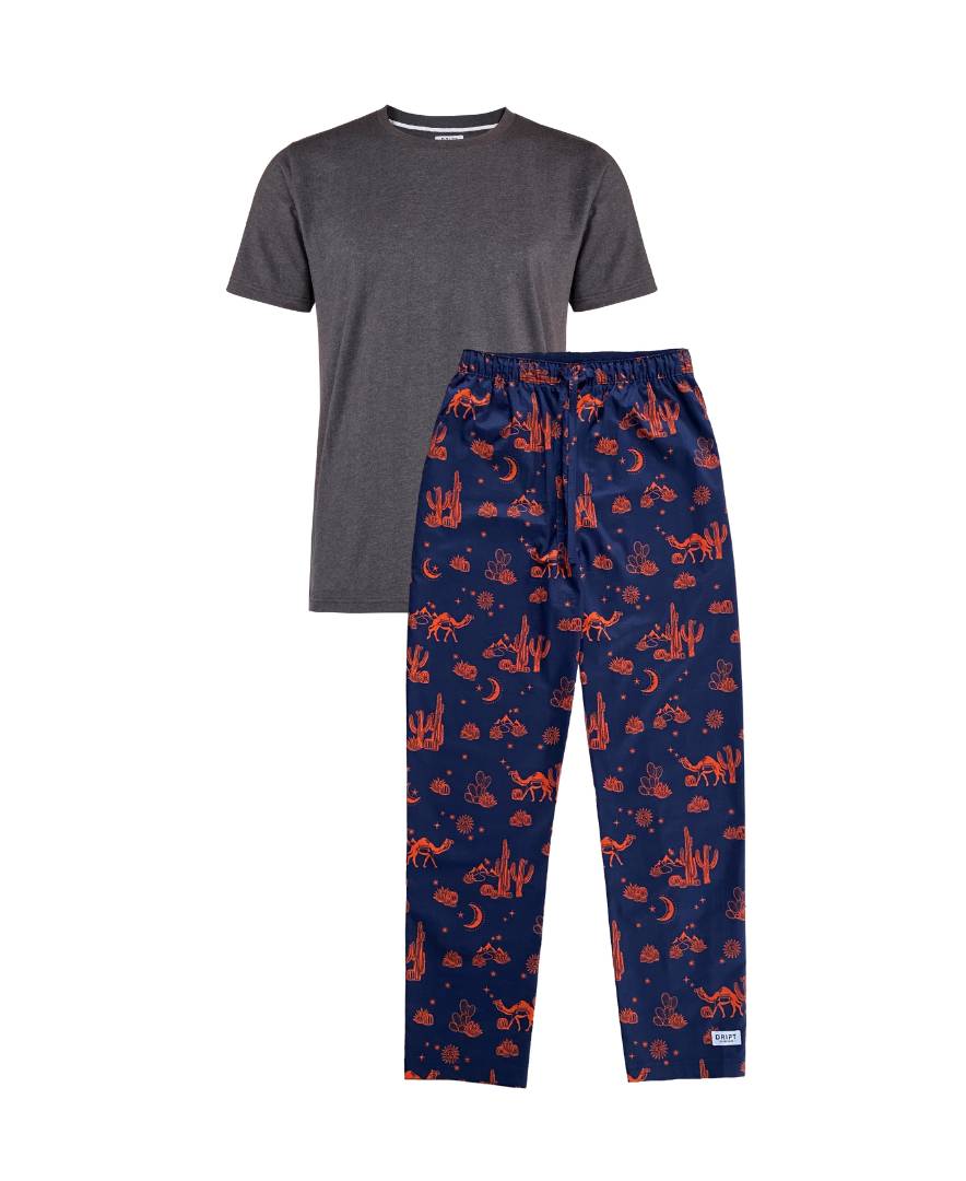 Navy Printed Pyjama Bottoms Set
