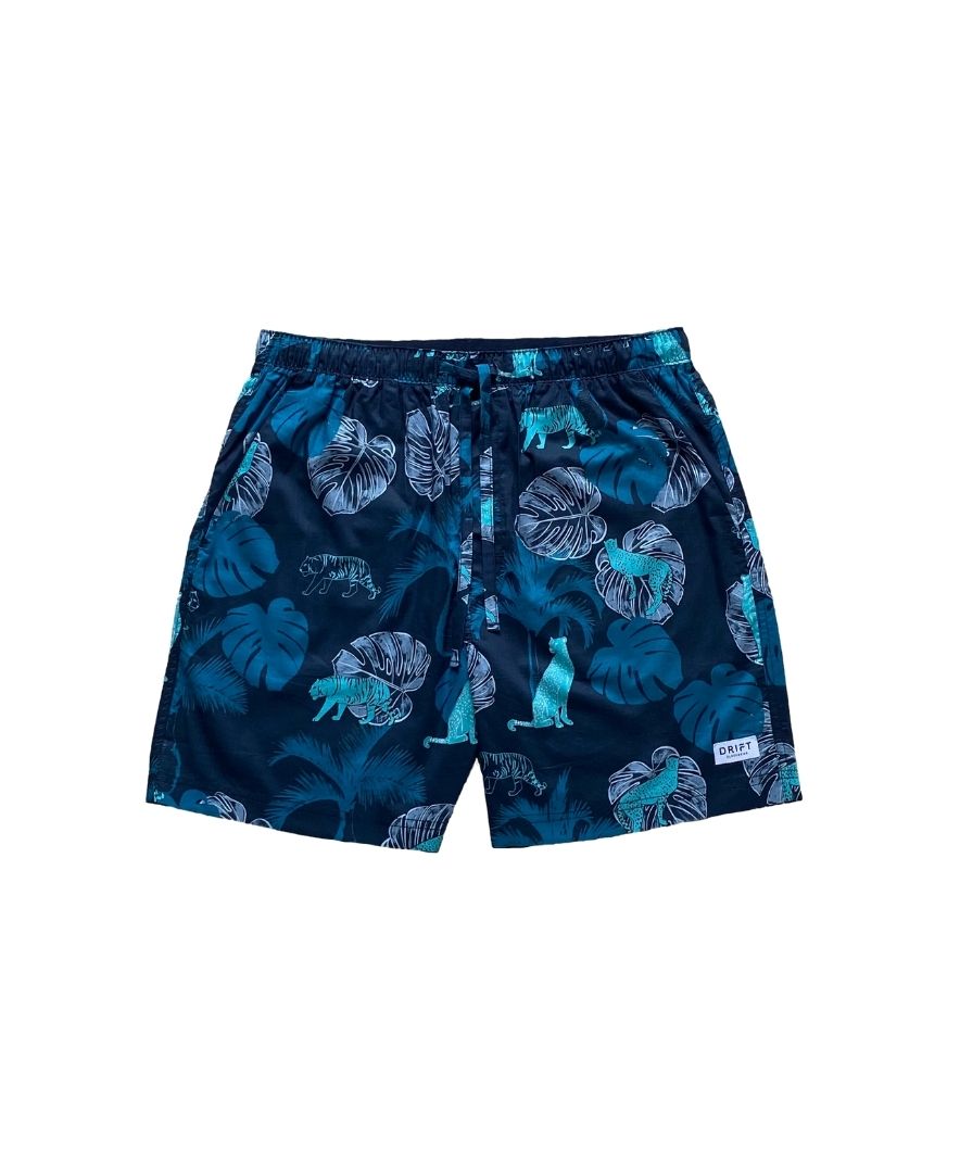 The Tropics Mens Pyjama Shorts Tropical Animal Leaf Print