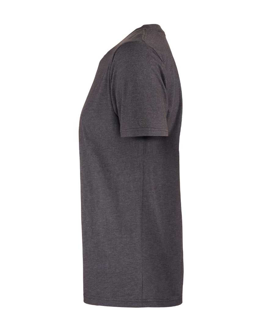 Side profile of classic dark grey organic cotton sleepwear organic cotton t-shirt