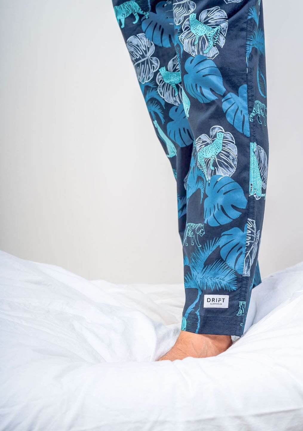 Zoomed in image of tropical printed pj bottoms